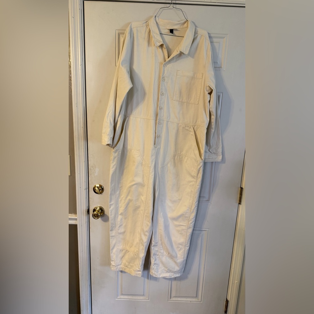 Universal Thread Cream Button-Up Coverall Jumpsuit - image 1